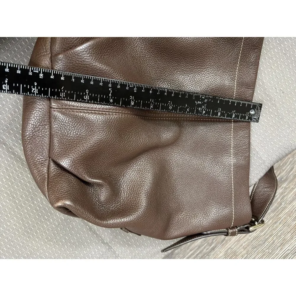 Coach Shoulder Bag Womens Large Brown Leather Zip Hobo Adjustable Purse